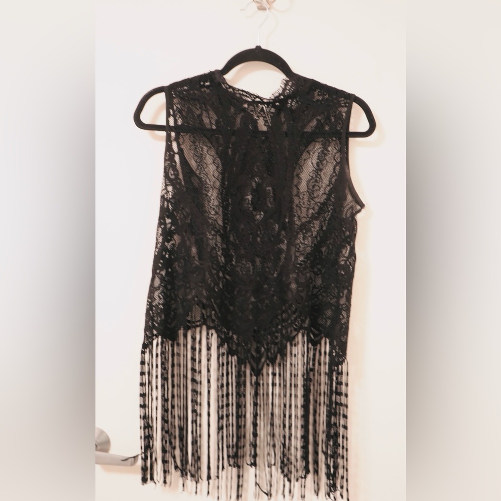 Fun Zara Black Lace Sleeveless Blouse